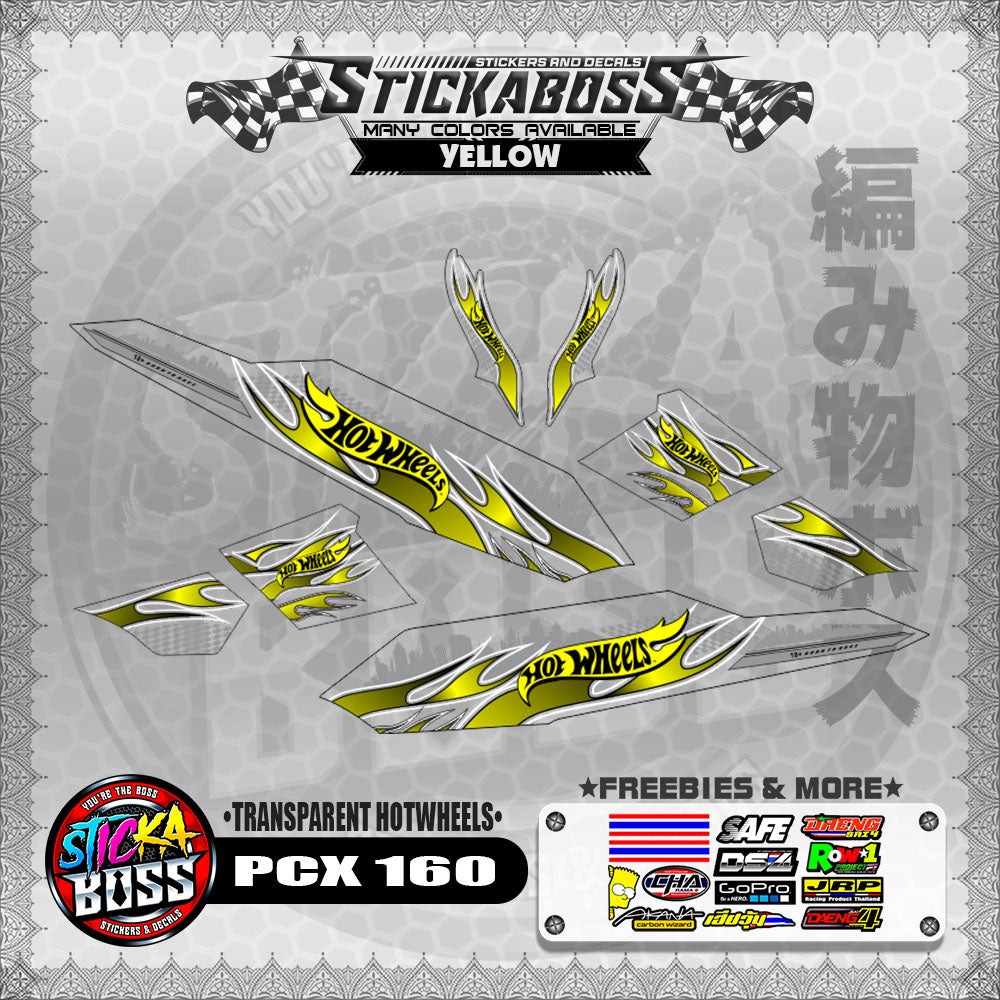 【PREMIUM UV PRINT】TRANSPARENT PCX 160 DECALS ( TRANSPARENT HOTWHEELS )【WITH FREEBIES】