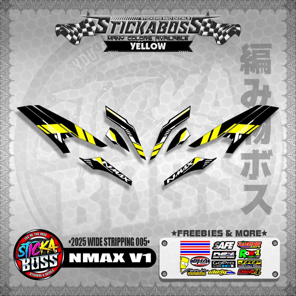 NMAX V1 INDO STICKER DECALS ( 2025 WIDE STRIPPING 005 )【WITH FREEBIES】