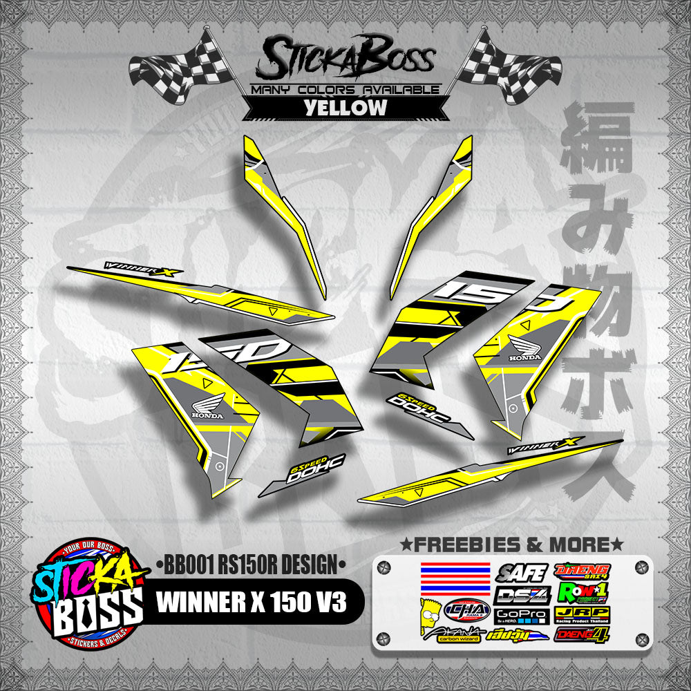 WINNER X 150 V3 DECALS ( BB001 RS150R DESIGN )【WITH FREEBIES】