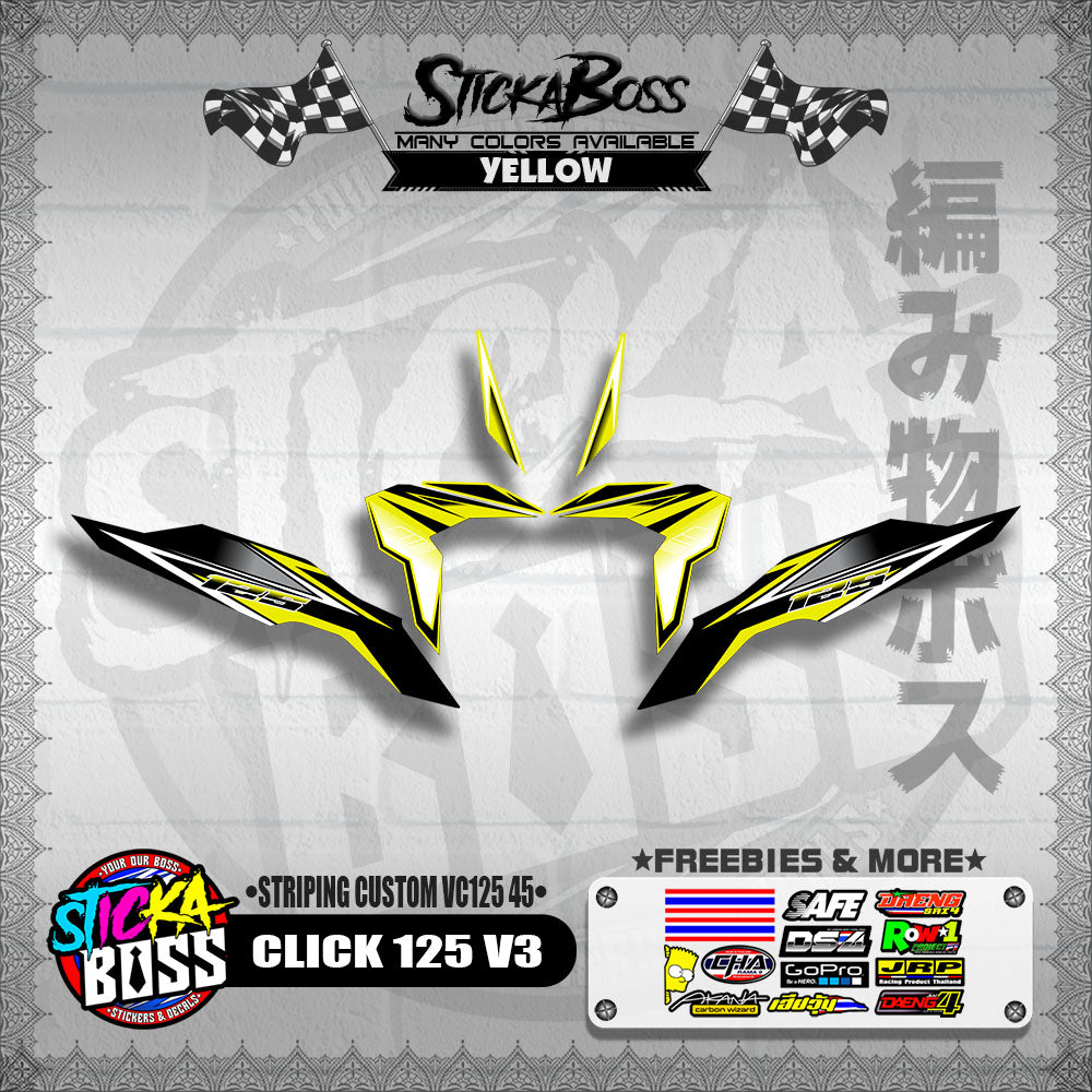 CLICK 125 V3 DECALS ( STRIPING CUSTOM VC125 45 )【WITH FREEBIES】