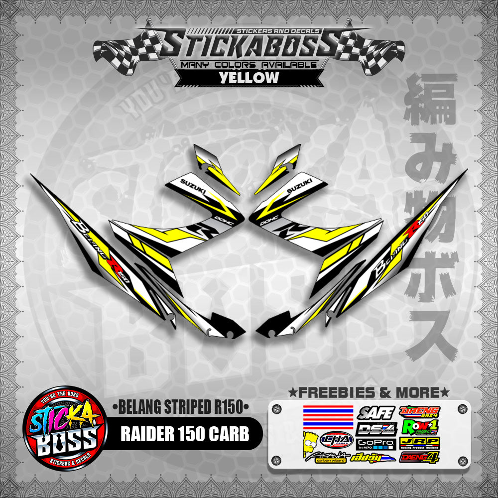 RAIDER 150 CARB STICKER DECALS ( BELANG STRIPED R150 )【WITH FREEBIES】