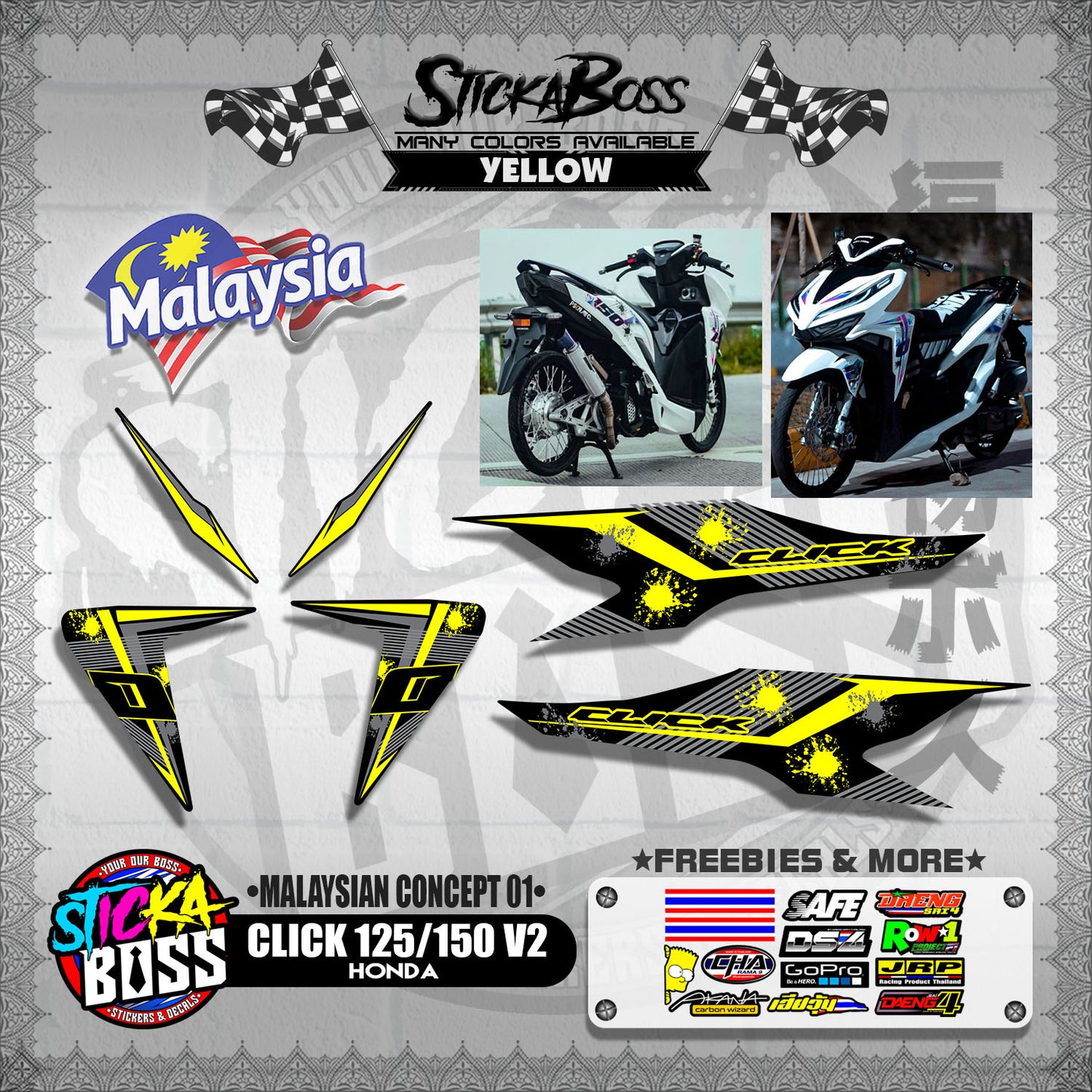 CLICK 125 / 150 V2 DECALS ( MALAYSIAN CONCEPT 01 )【WITH FREEBIES】