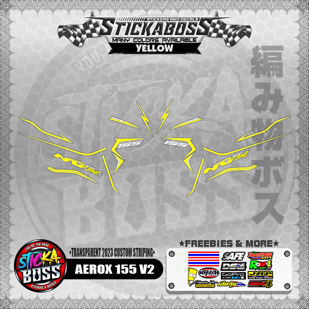 【PREMIUM UV PRINT】TRANSPARENT AEROX 155 V2 STICKER DECALS ( 2023 CUSTOM STRIPING )【WITH FREEBIES】
