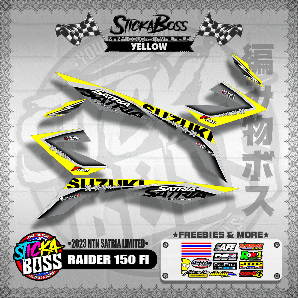 RAIDER 150 FI DECALS ( 2023 NTN SATRIA LIMITED )【WITH FREEBIES】