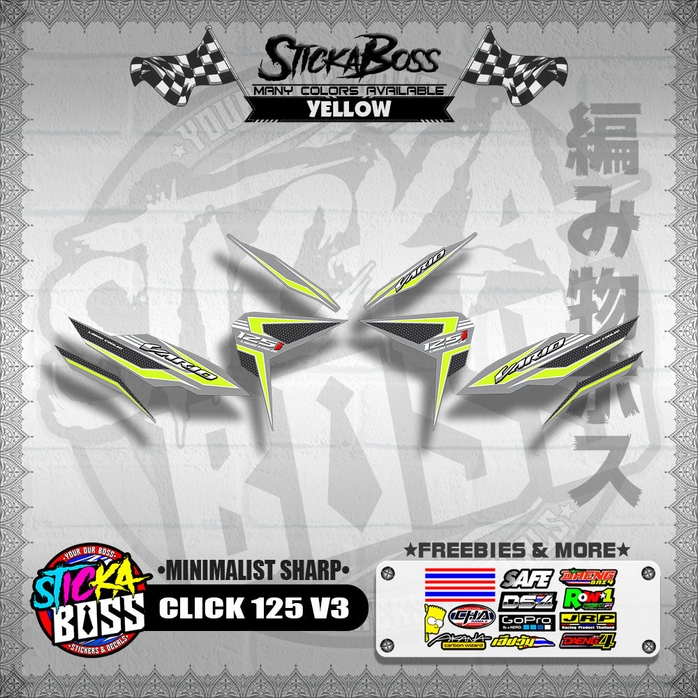 CLICK 125 V3 DECALS ( MINIMALIST SHARP )【WITH FREEBIES】