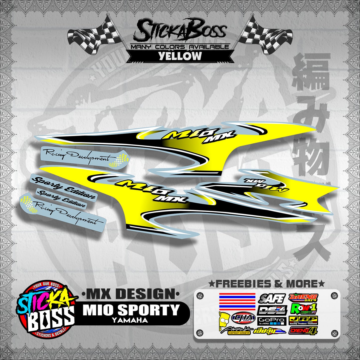 MIO SPORTY STOCK DECALS ( MX DESIGN )【WITH FREEBIES】
