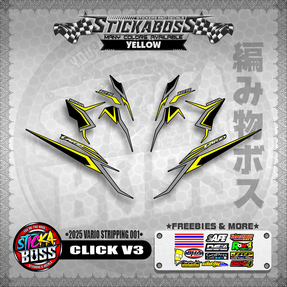 CLICK V3 STICKER DECALS ( 2025 VARIO STRIPPING 001 )【WITH FREEBIES】