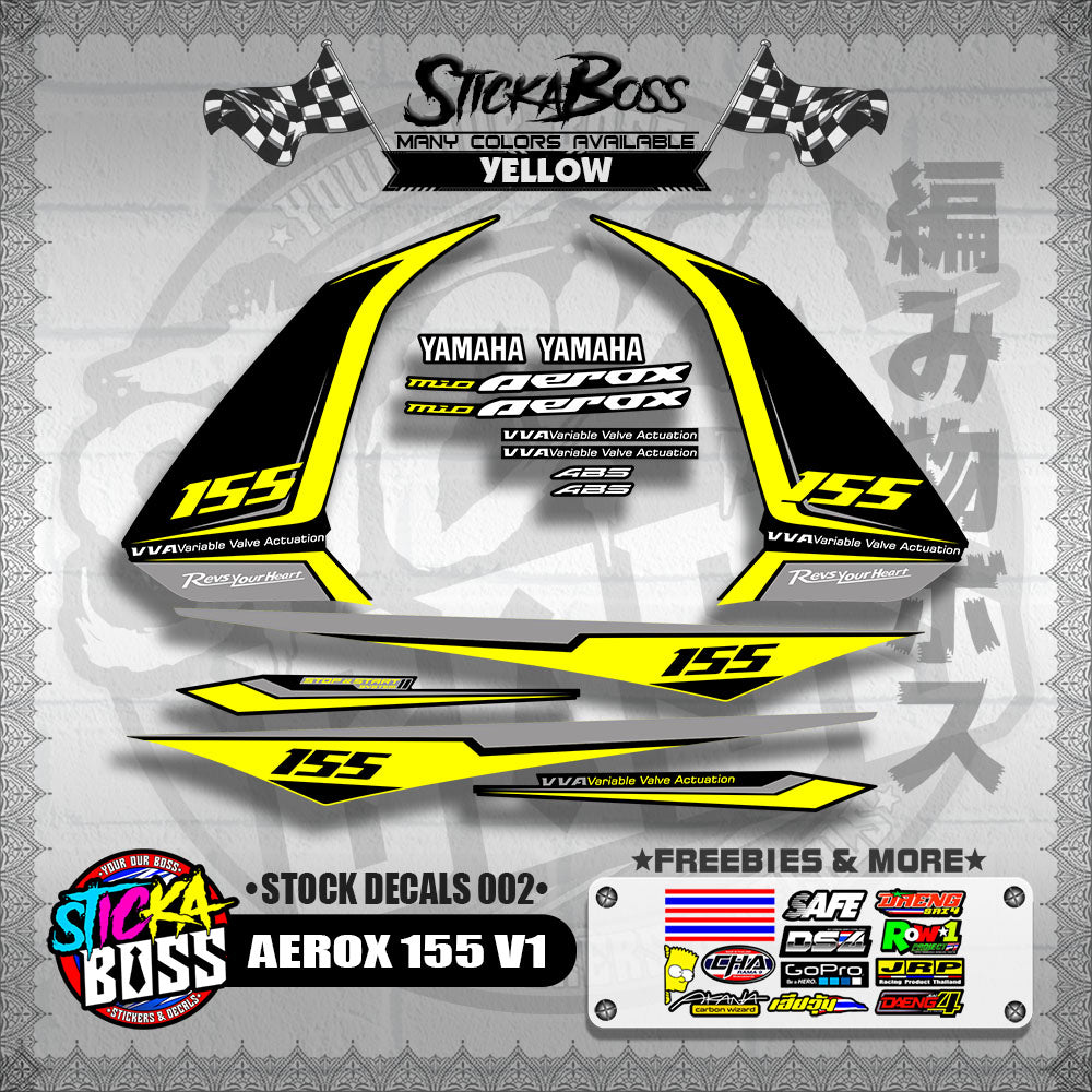 AEROX 155 V1 ( STOCK DECALS 002 )【WITH FREEBIES】