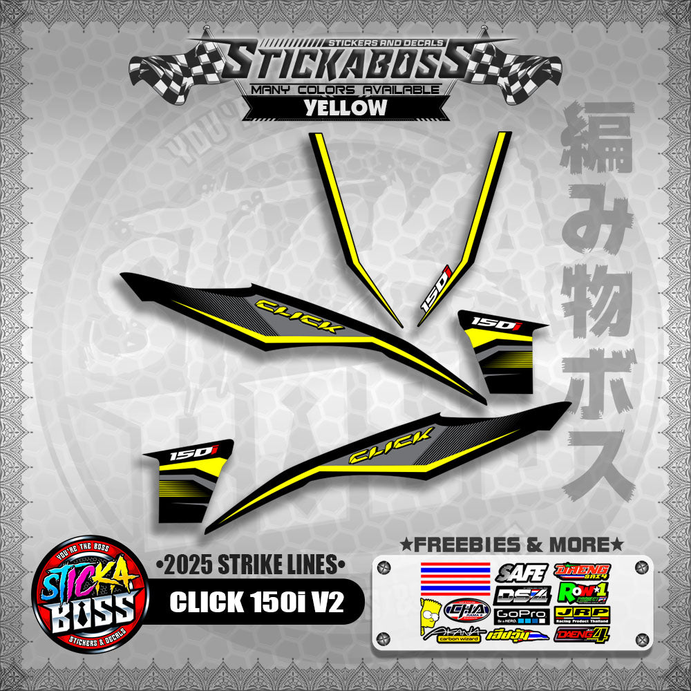 CLICK 150i V2 STICKER DECALS ( 2025 STRIKE LINES )【WITH FREEBIES】
