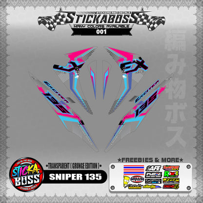 [ PREMIUM ] TRANSPARENT SNIPER 135 OLD MALAYSIAN DECALS ( GRUNGE EDITION ) JUPITER MX OLD【WITH FREEB