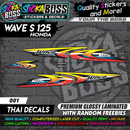 WAVE 125 S (THAI DECALS) [ASSORTED COLORS]【PREMIUM GLOSSY LAMINATED】