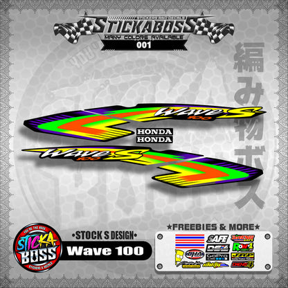 HONDA WAVE 100 ALPHA OLD STOCK DECALS ( S DESIGN )【WITH FREEBIES】