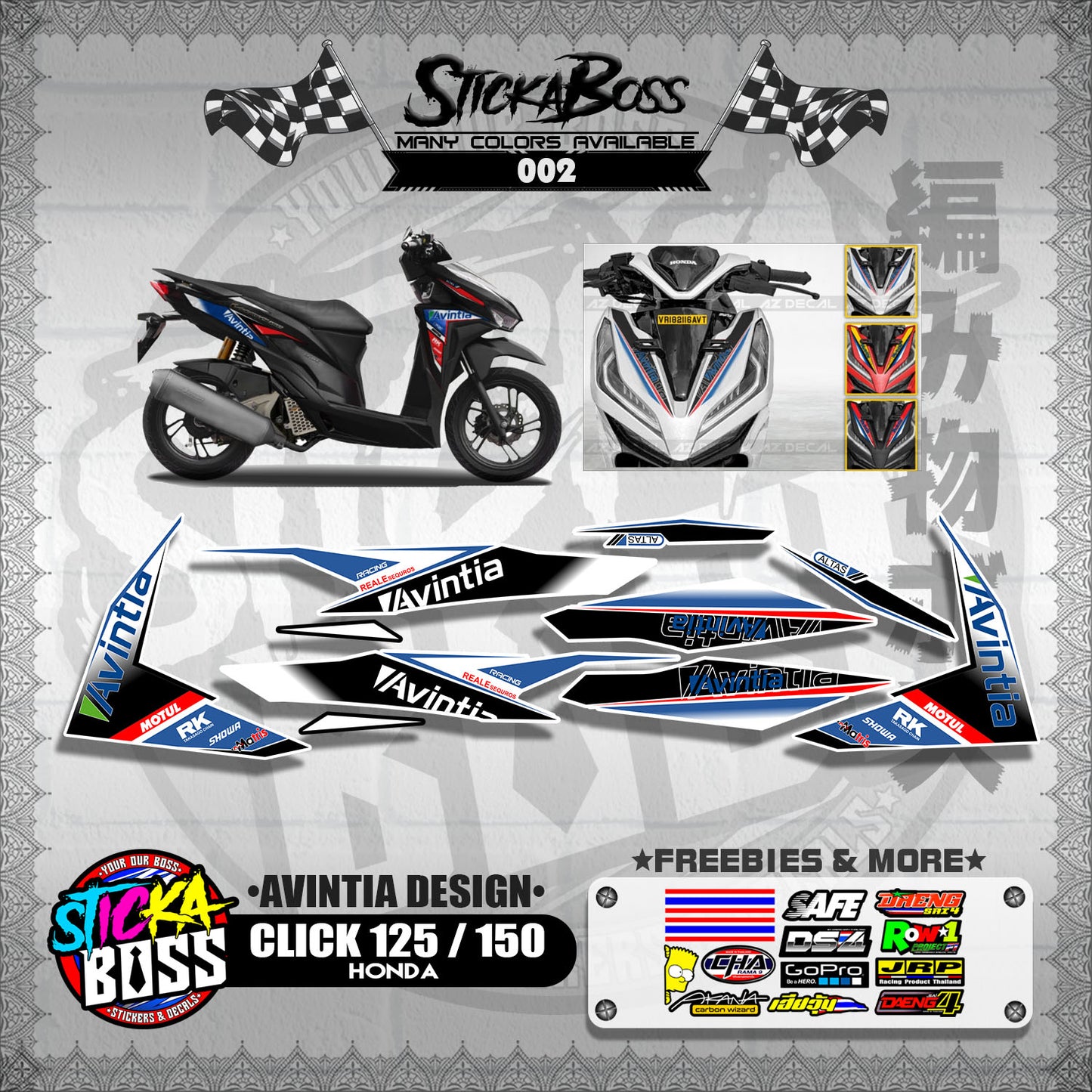 CLICK 125 / 150 V2 DECALS ( AVINTIA DESIGN )【WITH FREEBIES】
