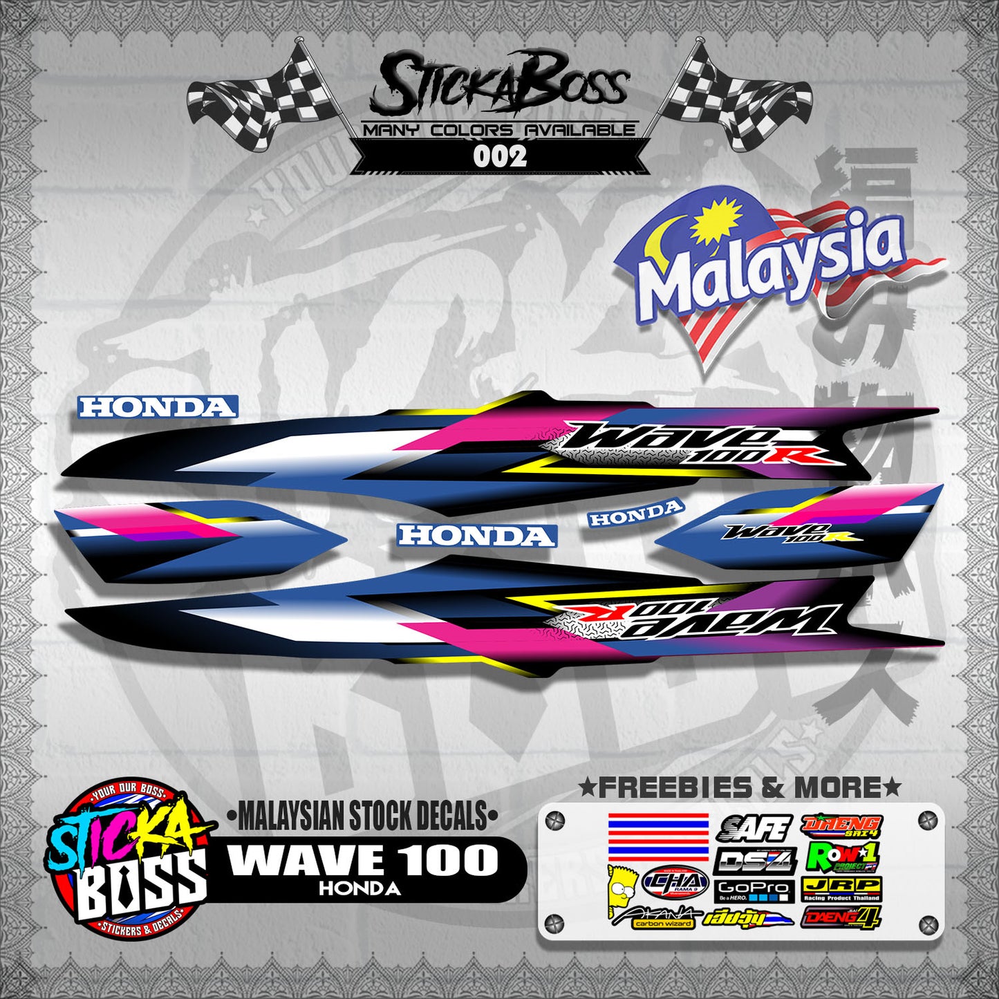 HONDA WAVE 100 ( MALAYSIAN STOCK DECALS )【WITH FREEBIES】