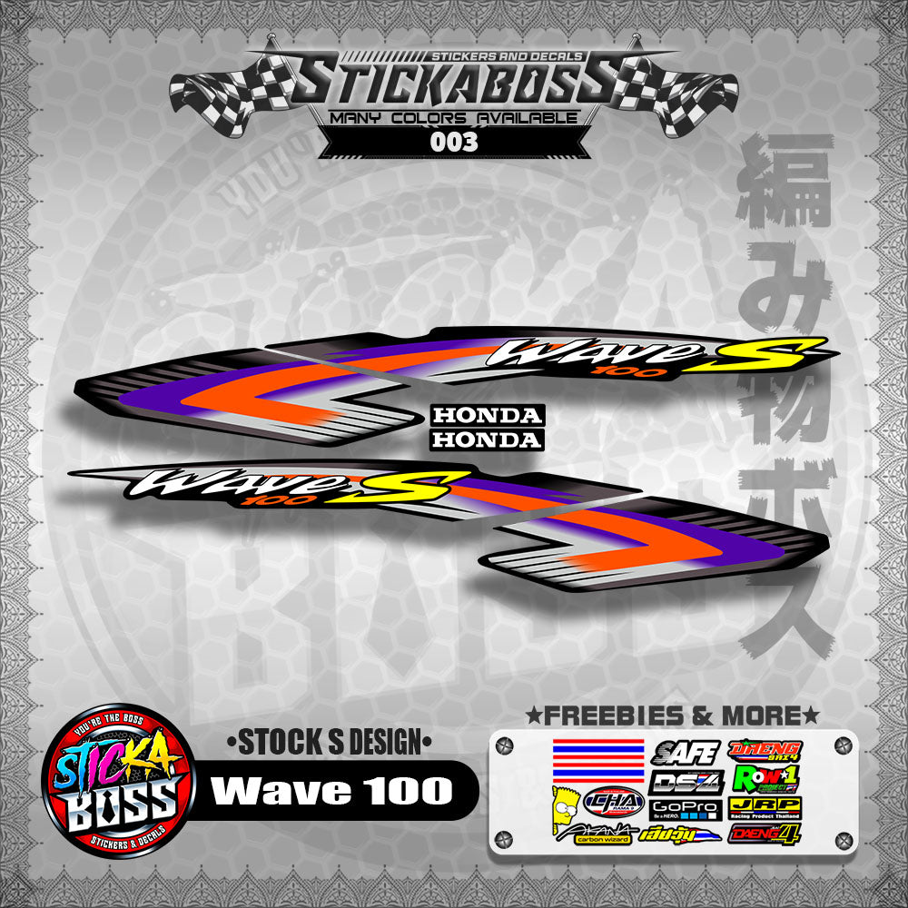 HONDA WAVE 100 ALPHA OLD STOCK DECALS ( S DESIGN )【WITH FREEBIES】