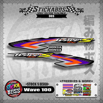 HONDA WAVE 100 ALPHA OLD STOCK DECALS ( S DESIGN )【WITH FREEBIES】