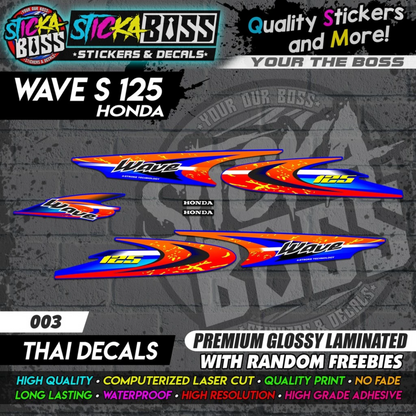 WAVE 125 S (THAI DECALS) [ASSORTED COLORS]【PREMIUM GLOSSY LAMINATED】
