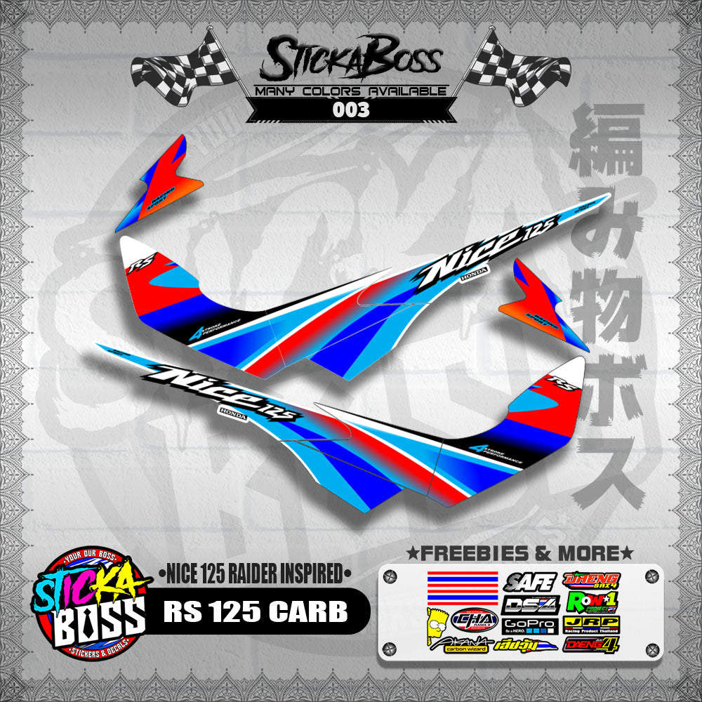 RS 125 CARB THAI DECALS ( NICE 125 RAIDER INSPIRED )【WITH FREEBIES】