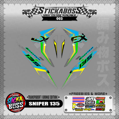 [ PREMIUM ] TRANSPARENT SNIPER 135 OLD MALAYSIAN DECALS ( GRUNGE EDITION ) JUPITER MX OLD【WITH FREEB