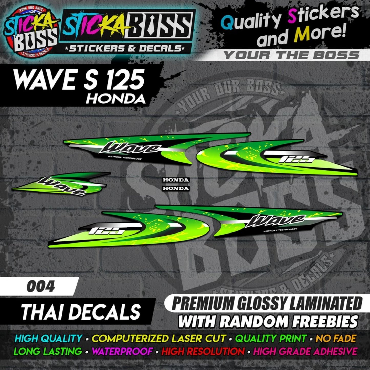 WAVE 125 S (THAI DECALS) [ASSORTED COLORS]【PREMIUM GLOSSY LAMINATED】