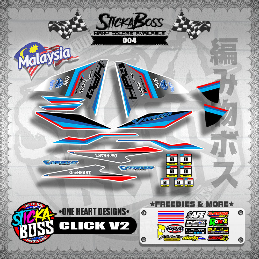 CLICK 150 / 125 / 150i / 125i V2 MALAYSIAN DECALS ( ONE HEART DESIGNS )【WITH FREEBIES】