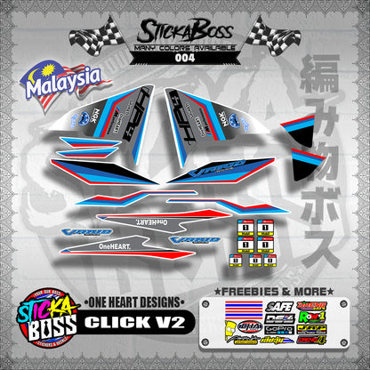 CLICK 150 / 125 / 150i / 125i V2 MALAYSIAN DECALS ( ONE HEART DESIGNS )【WITH FREEBIES】