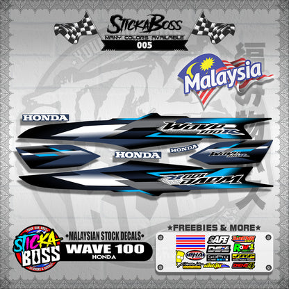 HONDA WAVE 100 ( MALAYSIAN STOCK DECALS )【WITH FREEBIES】