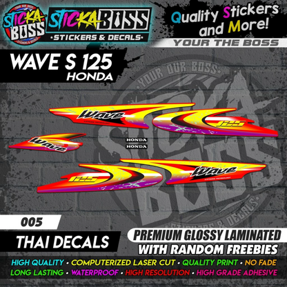 WAVE 125 S (THAI DECALS) [ASSORTED COLORS]【PREMIUM GLOSSY LAMINATED】