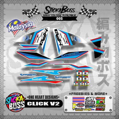 CLICK 150 / 125 / 150i / 125i V2 MALAYSIAN DECALS ( ONE HEART DESIGNS )【WITH FREEBIES】