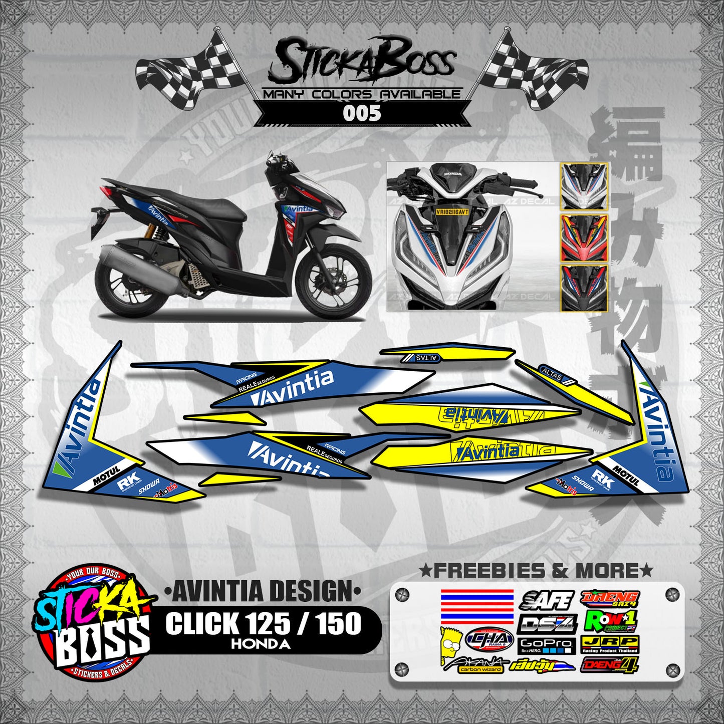 CLICK 125 / 150 V2 DECALS ( AVINTIA DESIGN )【WITH FREEBIES】