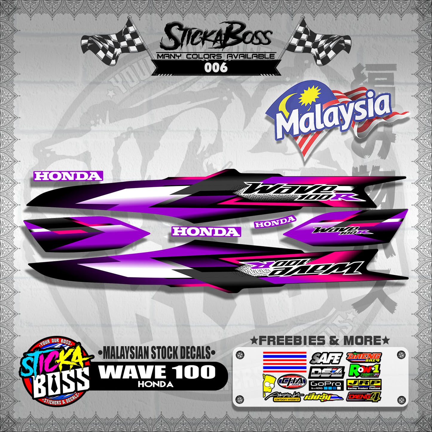 HONDA WAVE 100 ( MALAYSIAN STOCK DECALS )【WITH FREEBIES】