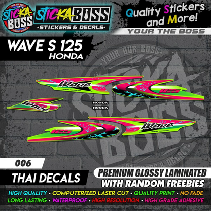 WAVE 125 S (THAI DECALS) [ASSORTED COLORS]【PREMIUM GLOSSY LAMINATED】
