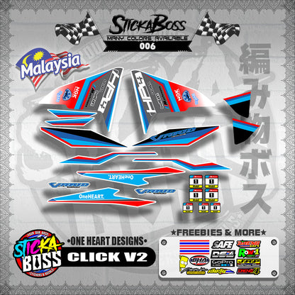 CLICK 150 / 125 / 150i / 125i V2 MALAYSIAN DECALS ( ONE HEART DESIGNS )【WITH FREEBIES】