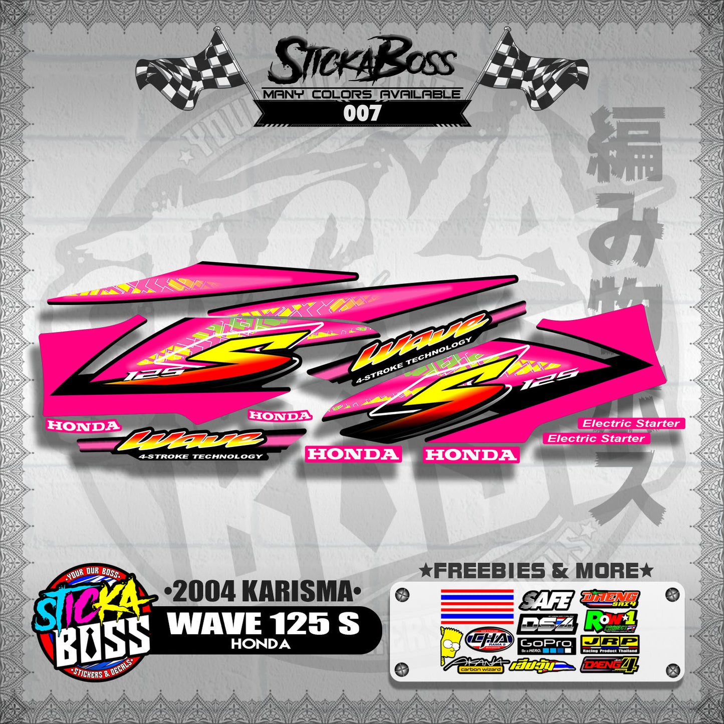 WAVE 125 S DECALS ( 2004 KARISMA )【WITH FREEBIES】