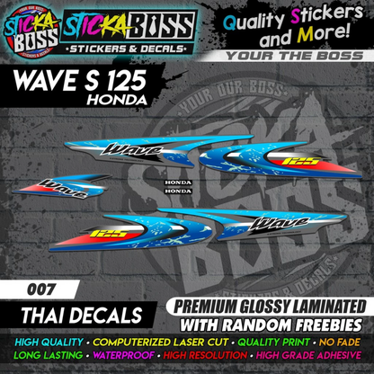 WAVE 125 S (THAI DECALS) [ASSORTED COLORS]【PREMIUM GLOSSY LAMINATED】