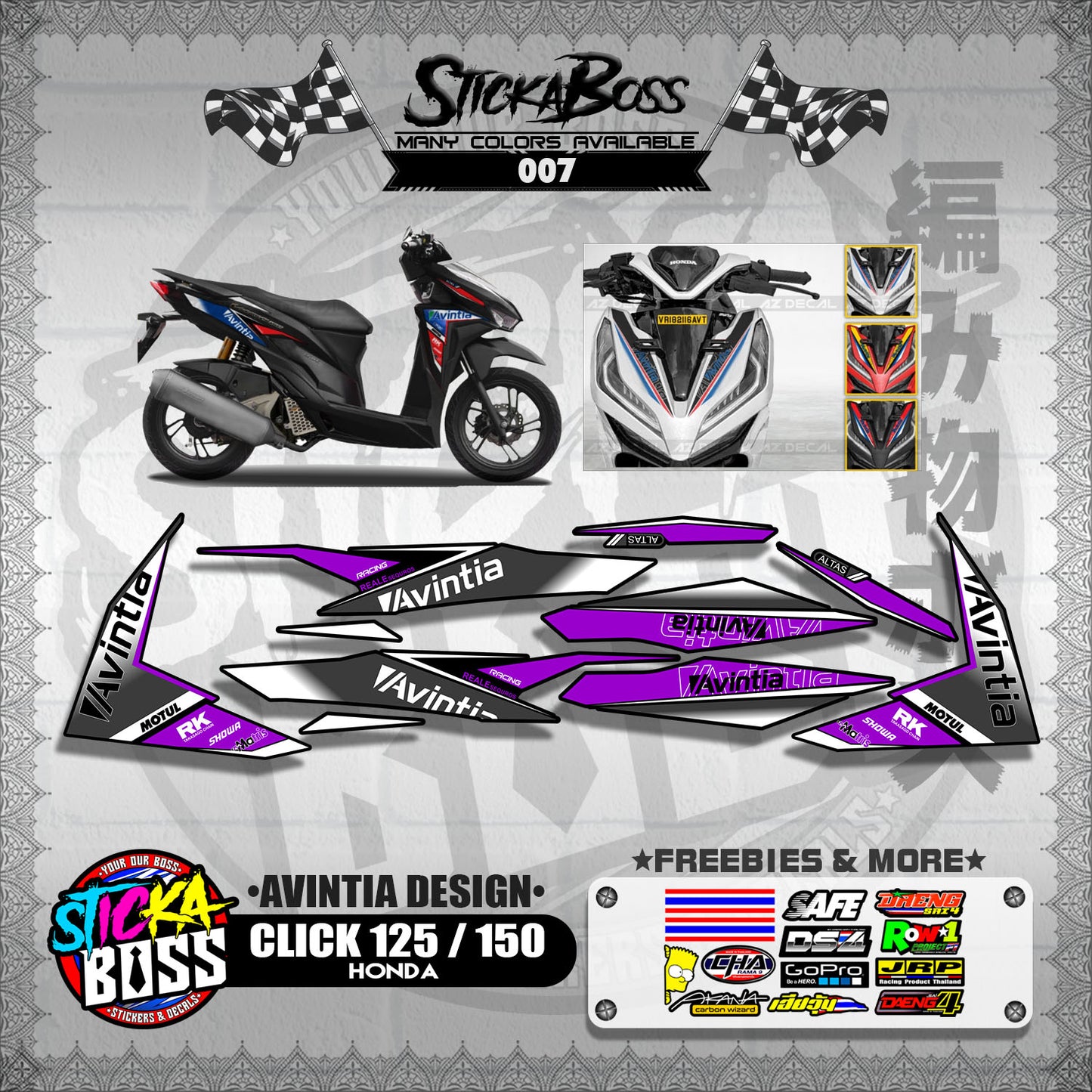 CLICK 125 / 150 V2 DECALS ( AVINTIA DESIGN )【WITH FREEBIES】