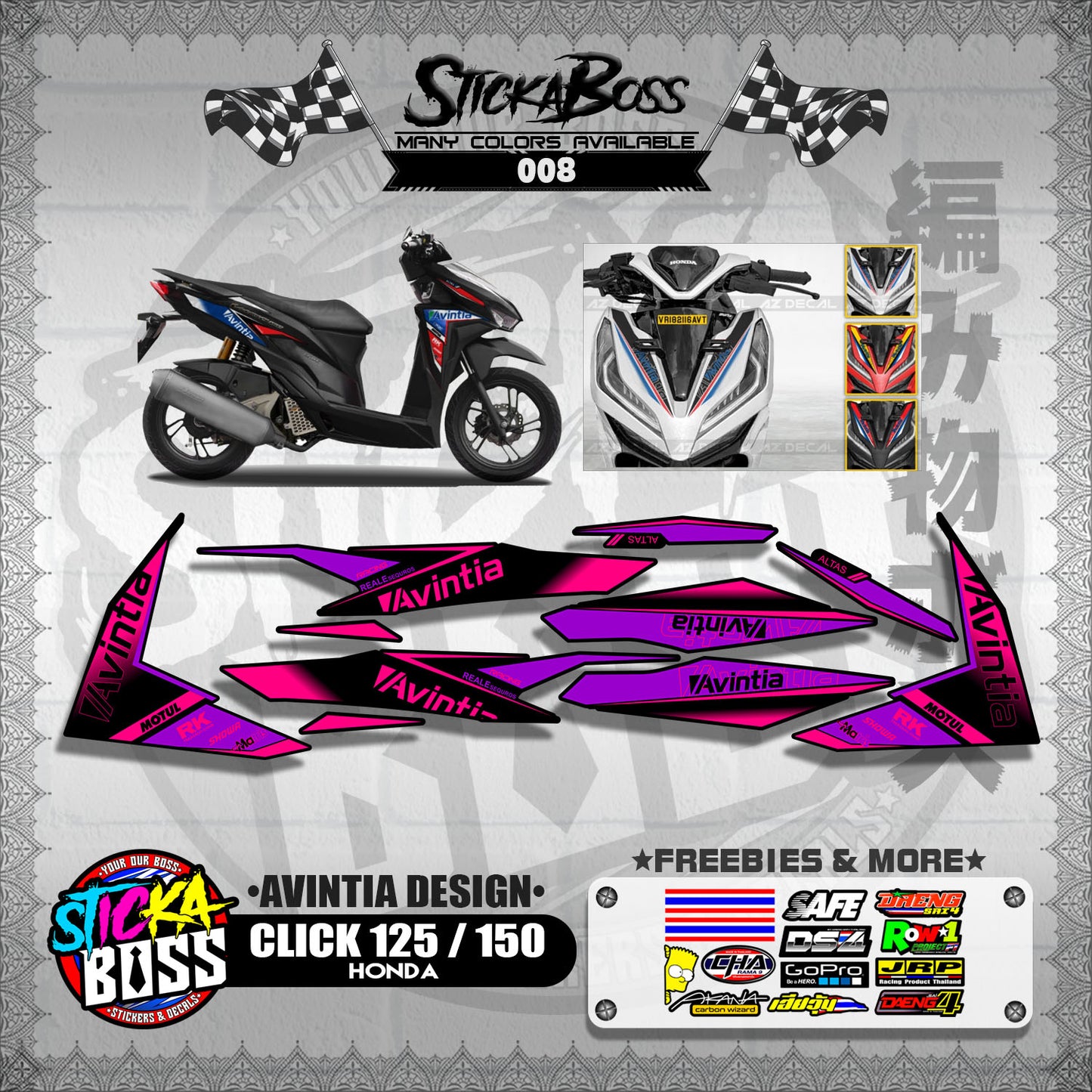 CLICK 125 / 150 V2 DECALS ( AVINTIA DESIGN )【WITH FREEBIES】