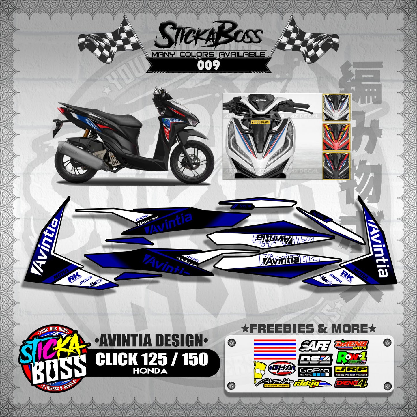 CLICK 125 / 150 V2 DECALS ( AVINTIA DESIGN )【WITH FREEBIES】