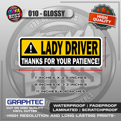 NEW DRIVER / LADY DRIVER / STUDENT DRIVER | VINYL WATERPROOF STICKER | PREMIUM LAMINATED【PRINTED】