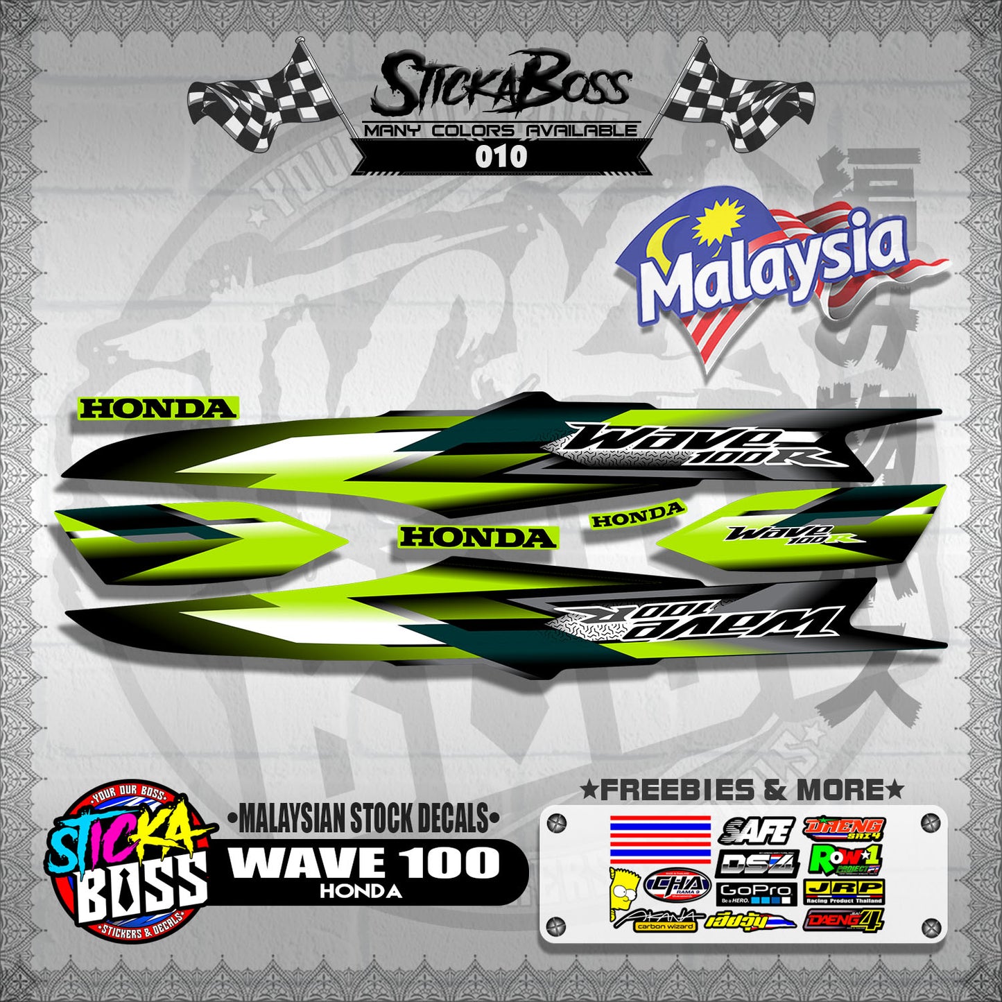 HONDA WAVE 100 ( MALAYSIAN STOCK DECALS )【WITH FREEBIES】
