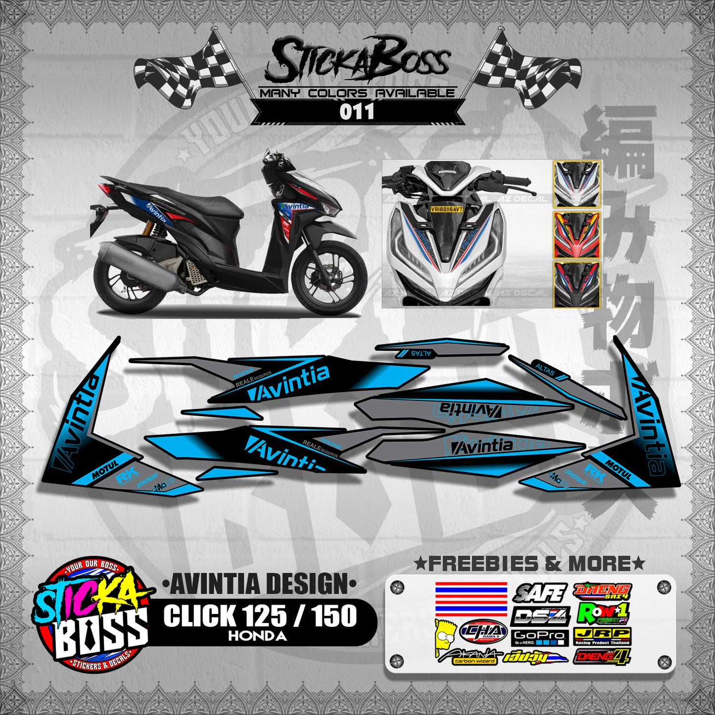 CLICK 125 / 150 V2 DECALS ( AVINTIA DESIGN )【WITH FREEBIES】