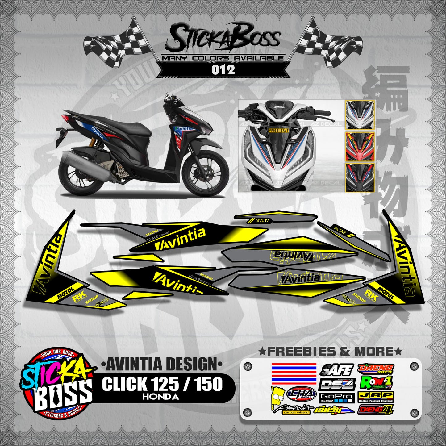 CLICK 125 / 150 V2 DECALS ( AVINTIA DESIGN )【WITH FREEBIES】