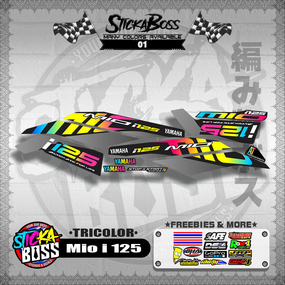 MIO I 125 STOCK DECALS ( 2019 ) [TRICOLOR]【WITH FREEBIES】