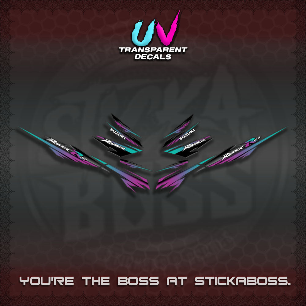 【PREMIUM UV PRINT】TRANSPARENT RAIDER 150 FI SATRIA  DECALS (MINIMALIST 0016 DESIGN)By STICKABOSS
