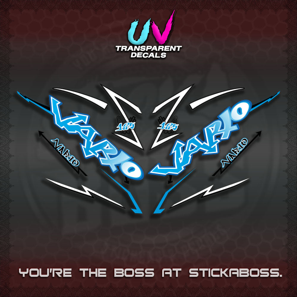 CLICK V3 UV TRANSPARENT INDO VARIO DECALS (STRIPPING GRAFITY MOTIF)STICKER DECALS By STICKABOSS