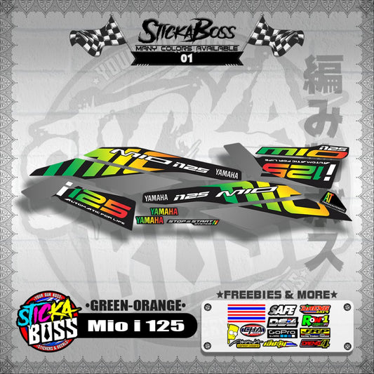 MIO I 125 STOCK DECALS ( 2019 ) [GREEN-ORANGE] 【WITH FREEBIES】