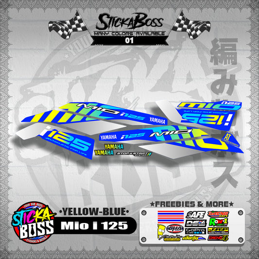 Mio i 125 Stock Decal (2019) [YELLOW-BLUE]【PREMIUM GLOSSY LAMINATED】