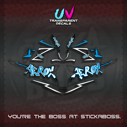 【PREMIUM UV PRINT】AEROX 155 V2 DECALS TRANSPARENT (STRIPING GRAFITY MOTIF) STICKER DECALS By STICKAB