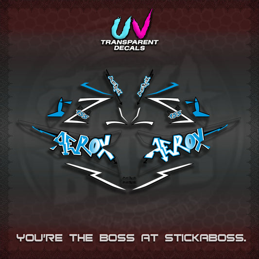 【PREMIUM UV PRINT】AEROX 155 V2 DECALS TRANSPARENT (STRIPING GRAFITY MOTIF) STICKER DECALS By STICKAB
