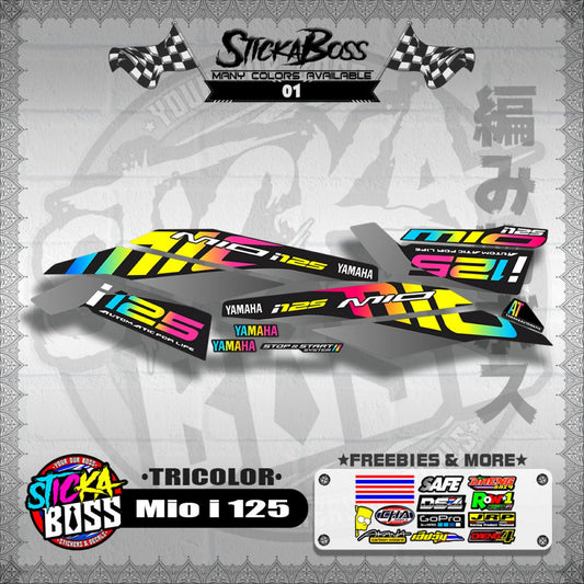 MIO I 125 STOCK DECALS ( 2019 ) [TRICOLOR]【WITH FREEBIES】